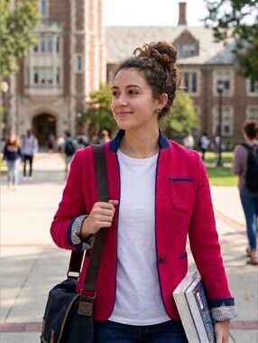 Banana Republic Hot Pink Cropped Blazer with Navy Trim